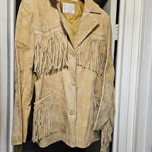 Runway NY Suede Western 2 Piece Jacket & pants Size 10 Tan